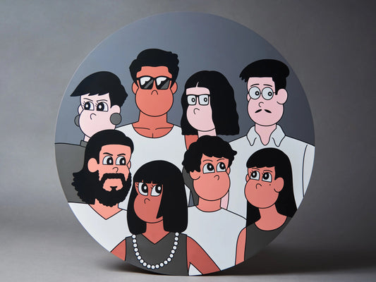 Jun Oson - "People" Screen Print on Wood Panel