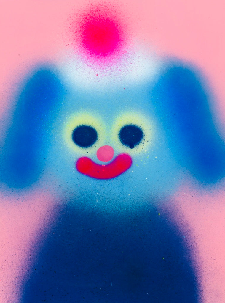 Jon Burgerman - Blue - Aerosol and Emulsion Painting on Wood Cradle - 45.7 cm x 61 cm x 5 cm