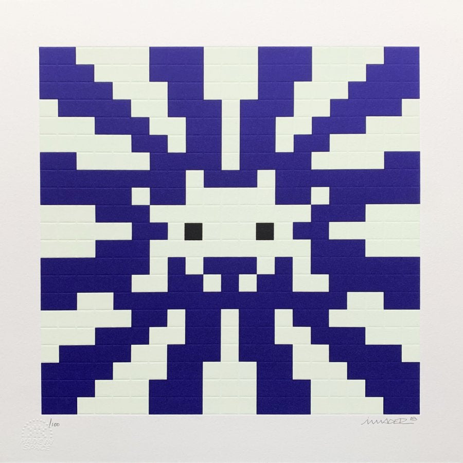 Invader - Sunset Print 2008 (Blue & White)