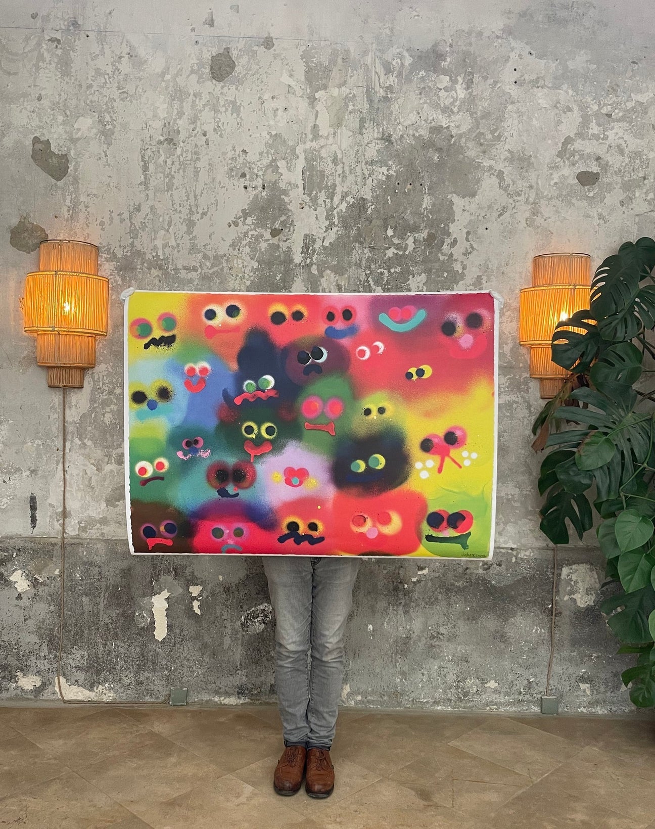 Jon Burgerman - Cheek To Cheek (FRAMED)