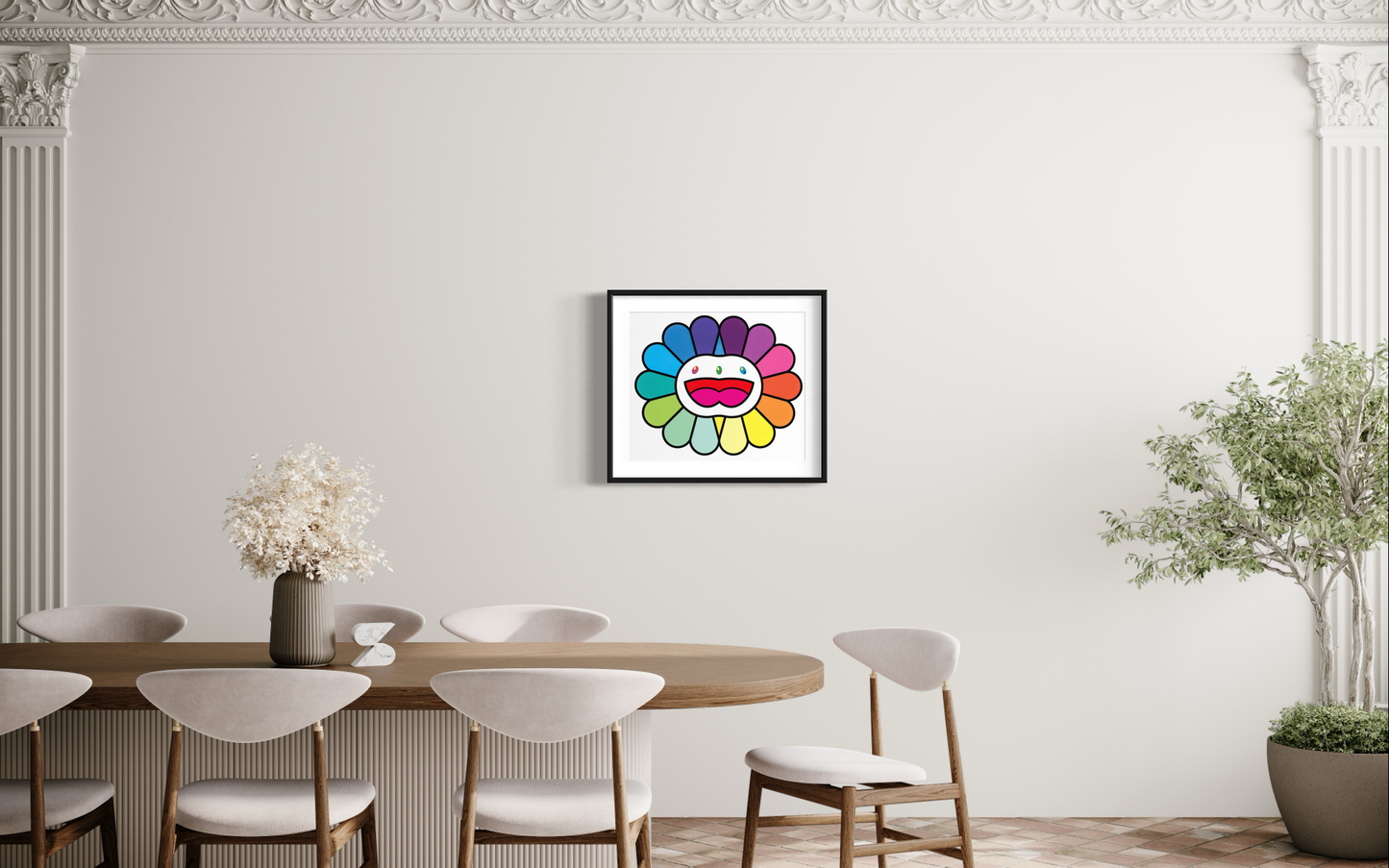 Takashi Murakami - Multicolor Double Face (White) (FRAMED)