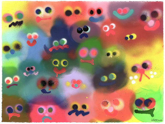 Jon Burgerman - Cheek To Cheek (FRAMED)