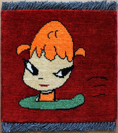 Yoshitomo Nara - Girl Riding on a Plane Afgan Mini Carpet Rug