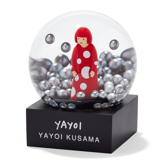 Yayoi Kusama - Snowglobes 2020 - Self Wearing her classic Red and White Polka-dotted Dress