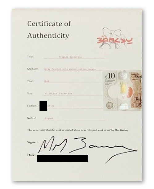 Mrs Banksy - Fragile Ballerina - Canvas + Spray Painted Crate