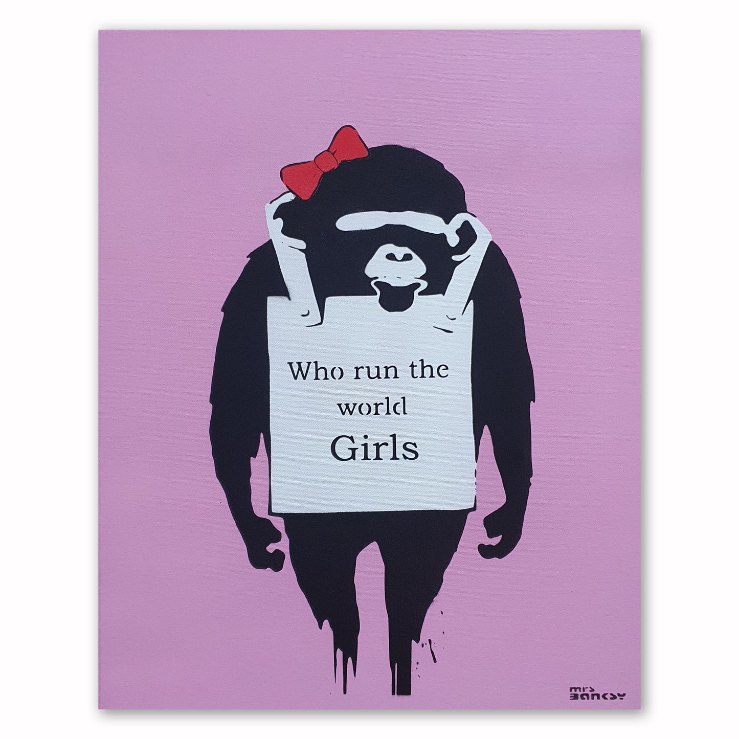 Mrs Banksy - Who run the World - Canvas + Spray Painted Crate