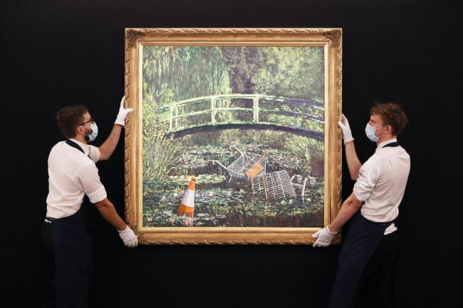 Banksy reimagining of Monet’s water lilies could fetch up to £5m at auction
