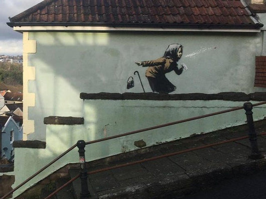 A new piece of street art by Banksy has appeared on a house in Bristol.