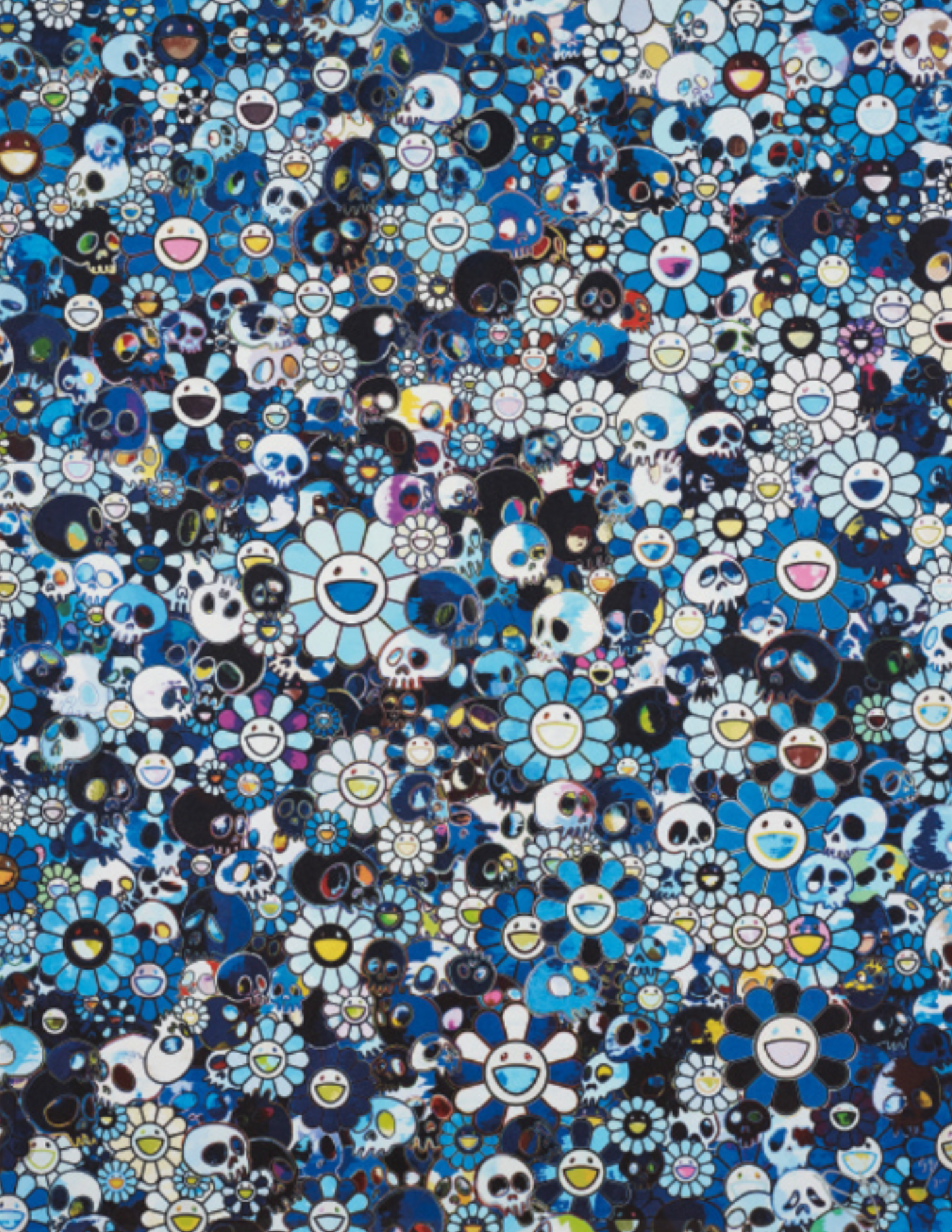 Takashi Murakami - "Blue Flowers and Skulls" Edition Print
