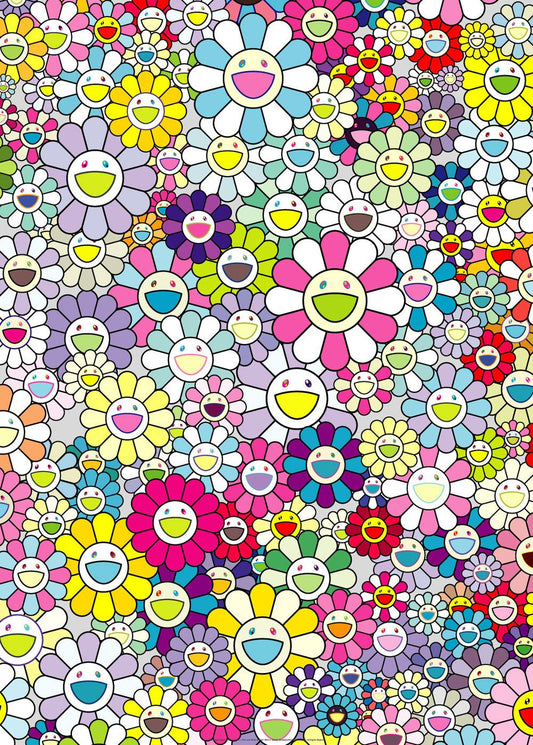 Takashi Murakami - Champagne Supernova: Multicolor + pink and white stripes