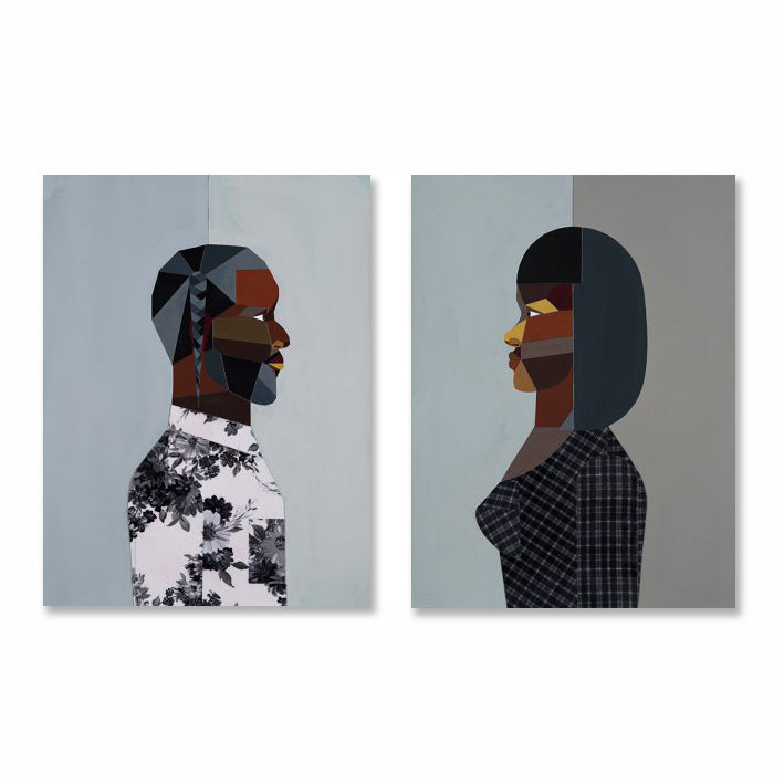 Derrick Adams - Figure Walking Into The Light Man and Woman (Framed Set of Two)