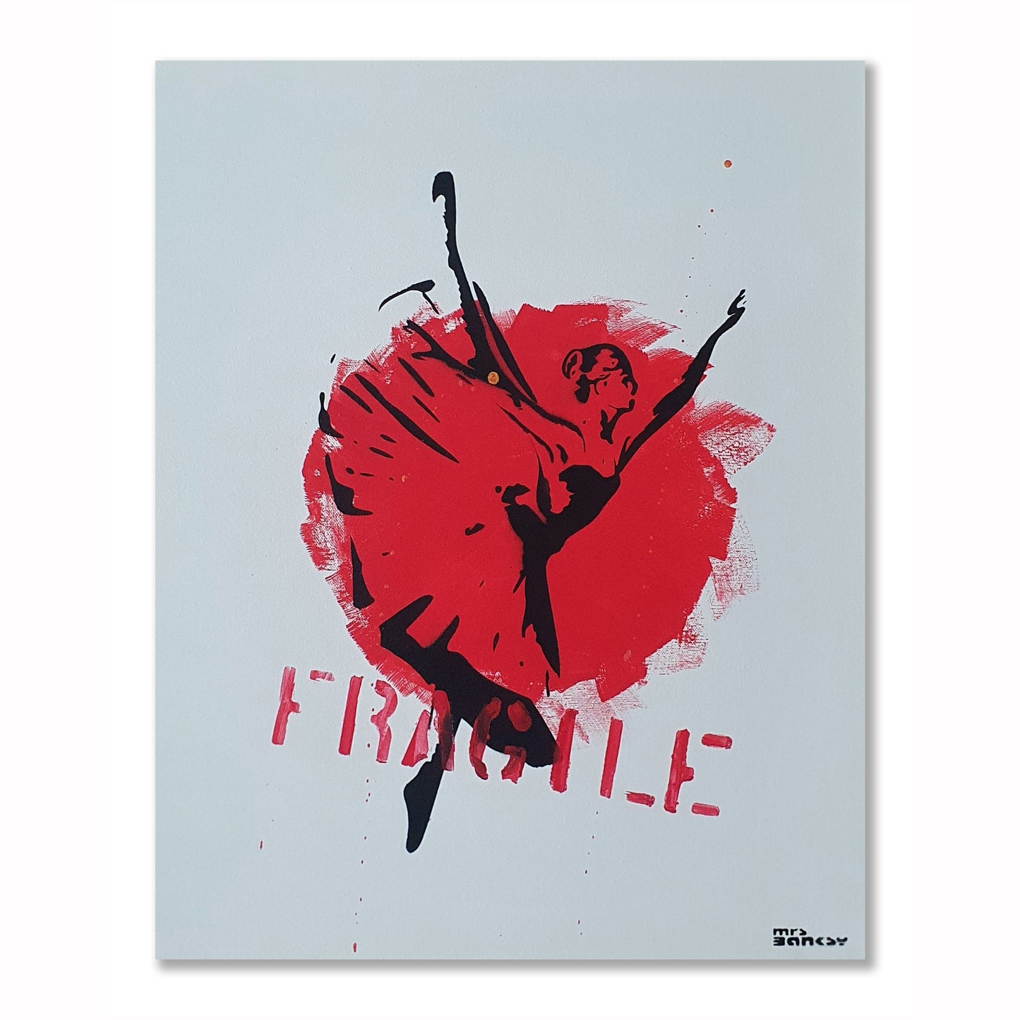 Mrs Banksy - Fragile Ballerina - Canvas + Spray Painted Crate