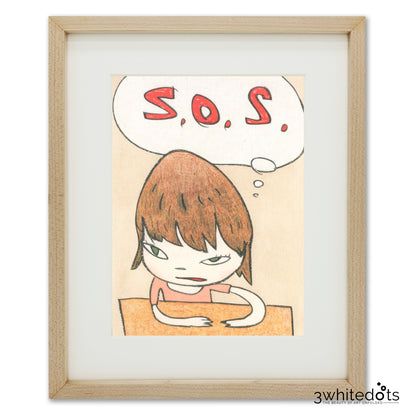 Yoshitomo Nara - S.O.S. (Framed Official Print)