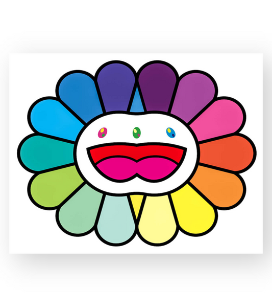 Takashi Murakami - Multicolor Double Face (White) (FRAMED)